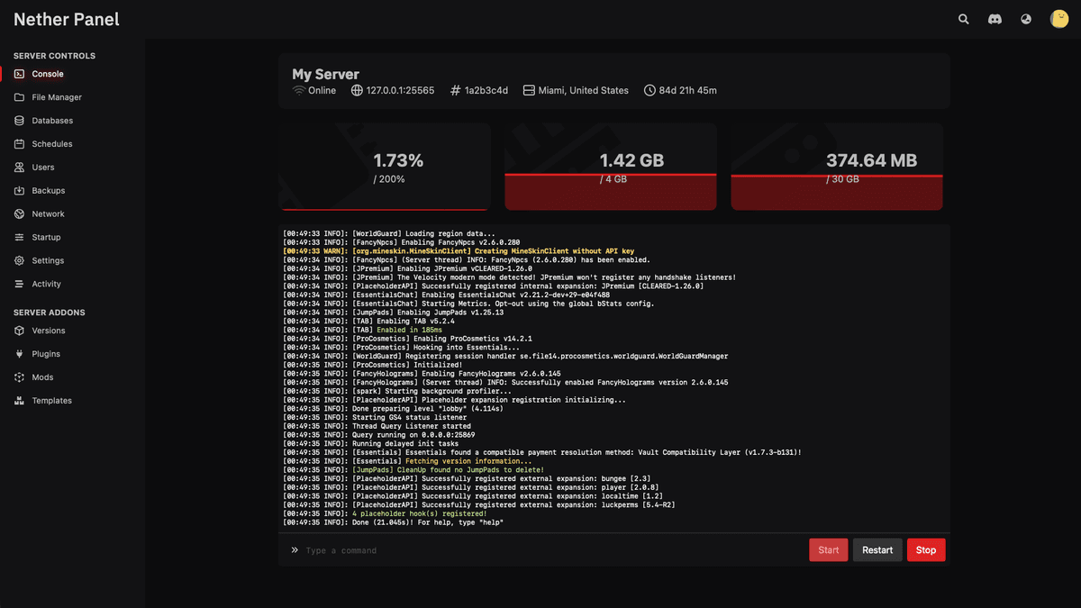 Nether Panel Interface